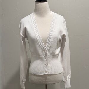 EUC, ladies white cardigan sweater.